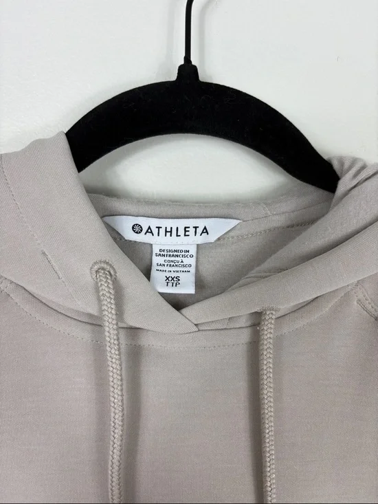 Athleta Seasoft Bubble Hem Hoodie Sweatshirt Abalone Cream Women’s Size XXS - Picture 3 of 9